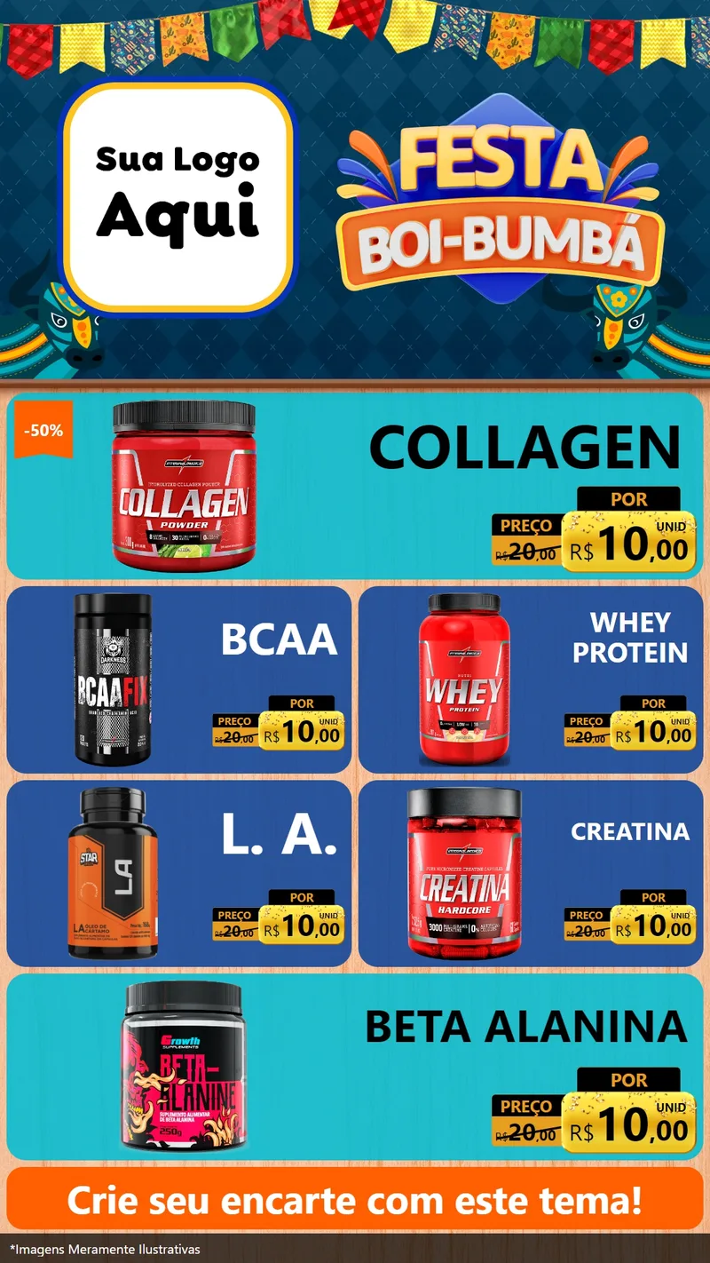 Modelo de TV para TV Vertical com o tema Festa Boi Bumbá para Suplementos alimentares