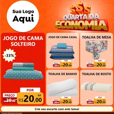 Modelo de Rede Social para Feed Facebook com o tema Quarta da Economia para Cama, Mesa e Banho