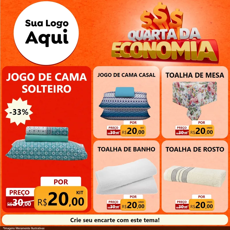 Modelo de Rede Social para Feed Facebook com o tema Quarta da Economia para Cama, Mesa e Banho