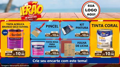 Modelo de TV para TV Horizontal com o tema Verão de Ofertas para Tintas e Ferramentas