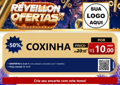 Modelo de Cartaz para Cartaz A4 Horizontal com o tema Réveillon de Ofertas para Salgadaria