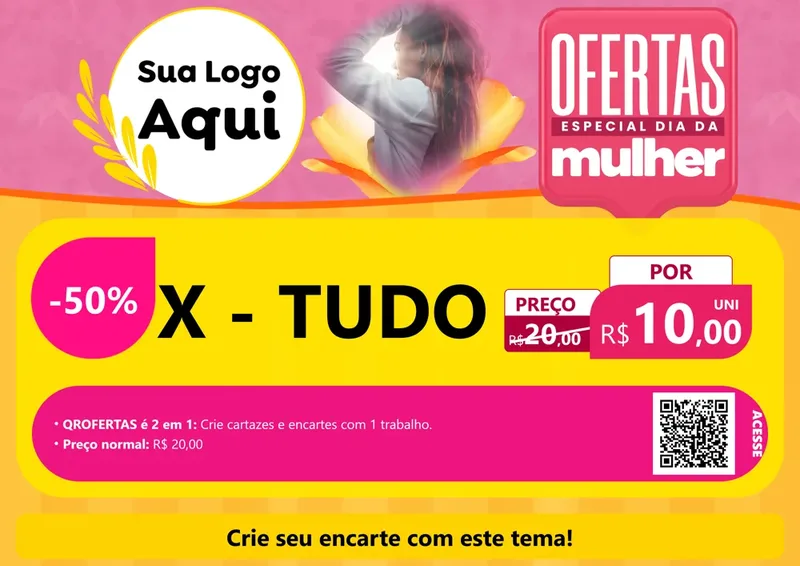 Modelo de Cartaz para Cartaz A4 Horizontal com o tema Ofertas - Especial Dia Das Mulheres para Hamburgueria