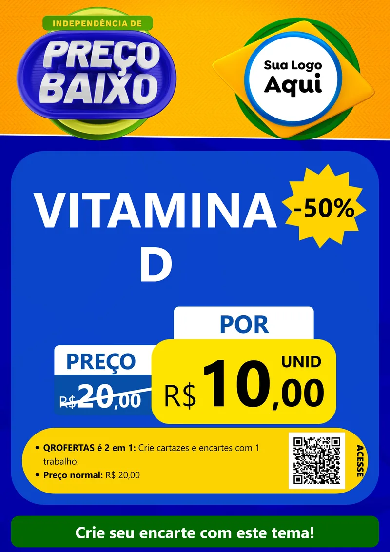 Modelo de Cartaz para Cartaz A4 Vertical com o tema Independência de Preço Baixo para Farmácia