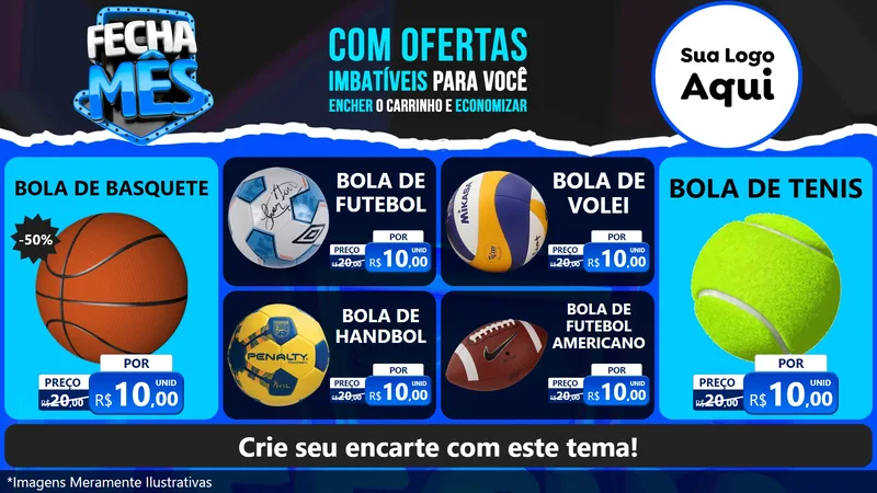 Modelo de TV para TV Horizontal com o tema Fecha Mês para Artigos Esportivos