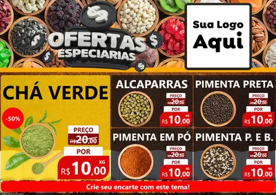 Modelo de Encarte para Encarte A4 Horizontal com o tema Ofertas Especiarias para Produtos Naturais