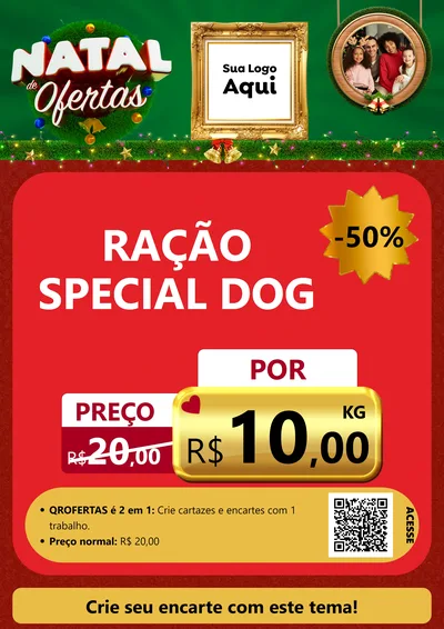 Modelo de Cartaz para Cartaz A4 Vertical com o tema Natal de Ofertas para Pet Shop