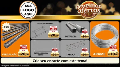 Modelo de TV para TV Horizontal com o tema Réveillon de Ofertas para Ferragens