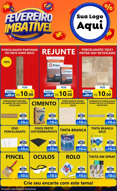 Modelo de Encarte para Encarte Grande com o tema Fevereiro Imbatível para Pisos e revestimentos