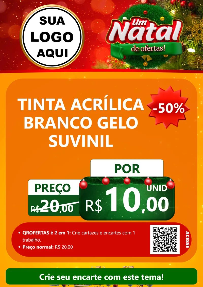 Modelo de Cartaz para Cartaz A4 Vertical com o tema Um Natal de Ofertas para Tintas e Ferramentas