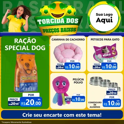 Modelo de Rede Social para Feed Facebook com o tema Torcida dos Preços Baixos - Copa para Pet Shop