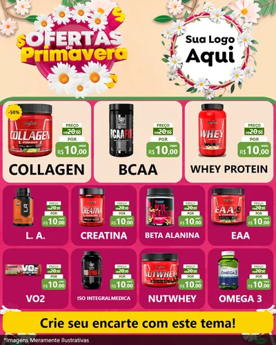 Modelo de Rede Social para Feed Instagram com o tema Ofertas de Primavera para Suplementos alimentares