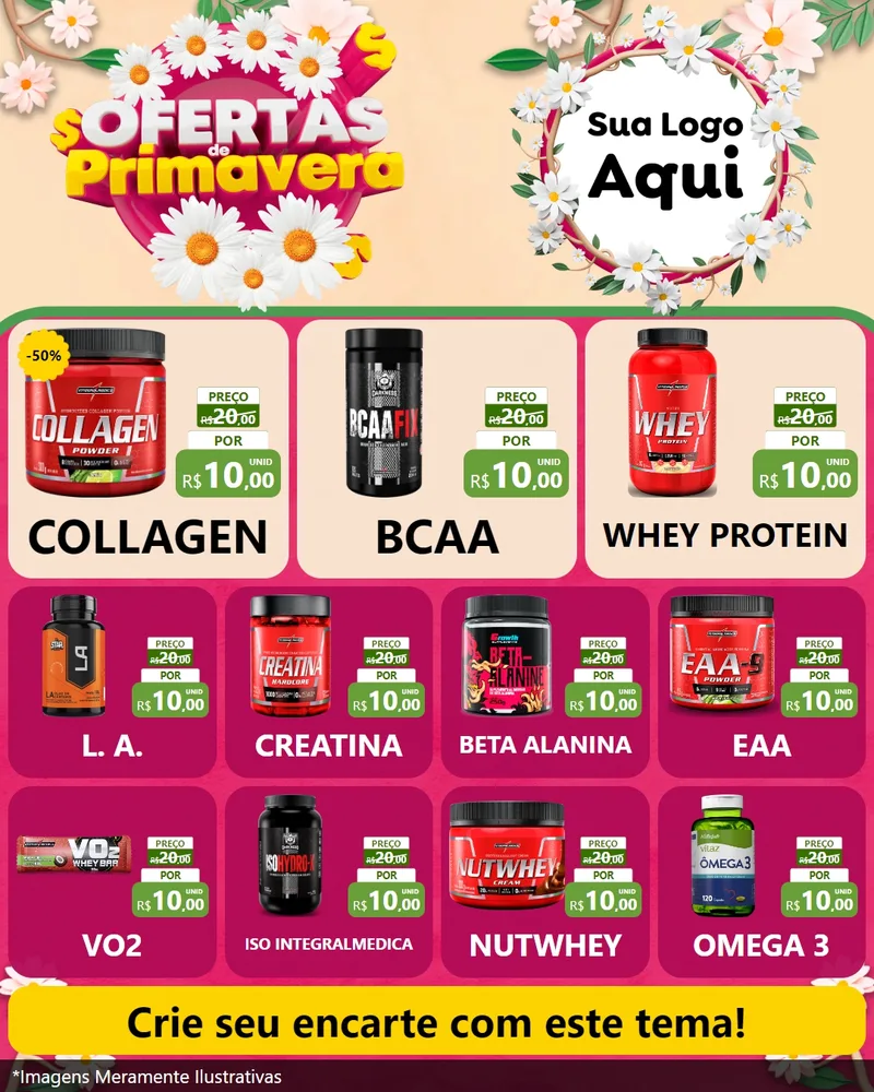 Modelo de Rede Social para Feed Instagram com o tema Ofertas de Primavera para Suplementos alimentares