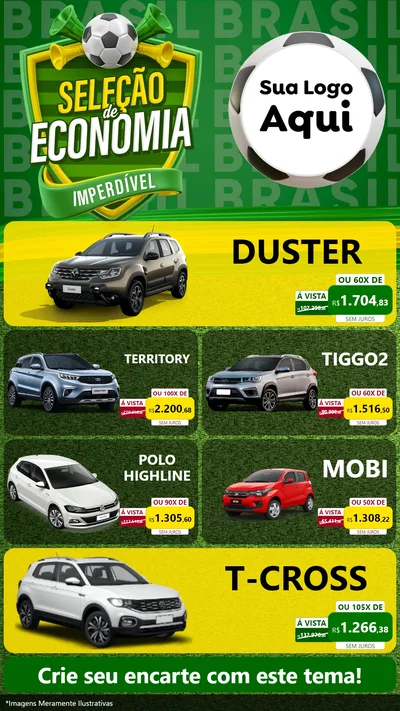 Modelo de TV para TV Vertical com o tema Seleção de Economia - Copa para Concessionaria de Carros