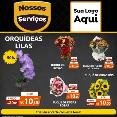Modelo de Rede Social para Feed Facebook com o tema Nossos Serviços para Floricultura e jardim