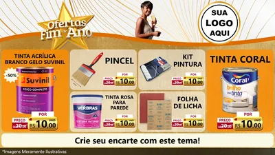Modelo de TV para TV Horizontal com o tema Ofertas Fim de Ano para Tintas e Ferramentas