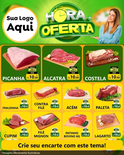 Modelo de Rede Social para Feed Instagram com o tema Hora da Oferta para Açougue