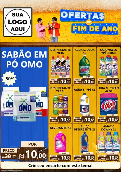 Modelo de Encarte para Encarte A4 Vertical com o tema Ofertas de Fim de Ano para Produtos de Limpeza