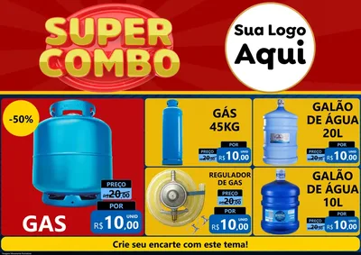 Modelo de Encarte para Encarte A4 Horizontal com o tema Super Combo para Água e gás