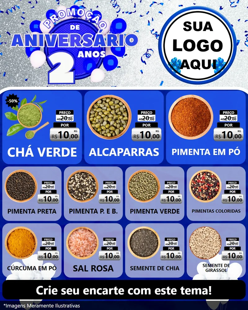 Modelo de Rede Social para Feed Instagram com o tema Promoção de Aniversário - 2 Anos para Produtos Naturais
