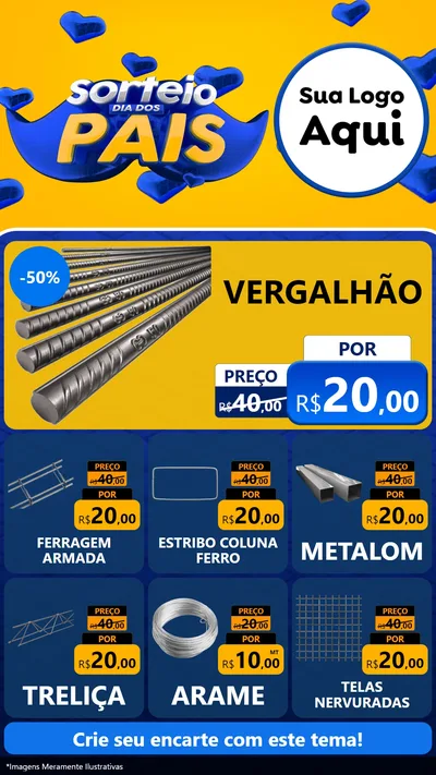 Modelo de Rede Social para Stories com o tema Sorteio Dia dos Pais para Ferragens