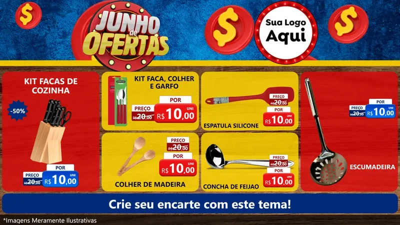 Modelo de TV para TV Horizontal com o tema Junho de Ofertas para Utilidades Domésticas