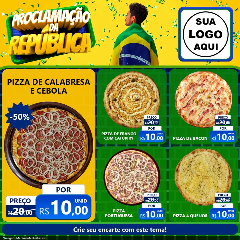 Modelo de Rede Social para Feed Facebook com o tema Proclamação da República para Pizzaria