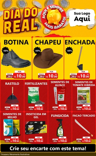 Modelo de Encarte para Encarte Grande com o tema Dia Do Real para Agropecuária