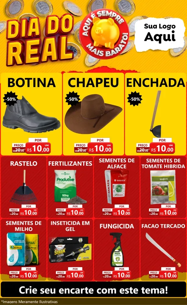 Modelo de Encarte para Encarte Grande com o tema Dia Do Real para Agropecuária