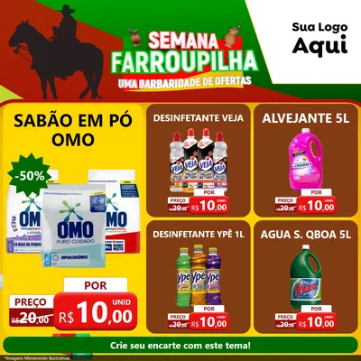 Modelo de Rede Social para Feed Facebook com o tema Semana Farroupilha - Uma Barbaridade de Ofertas para Produtos de Limpeza