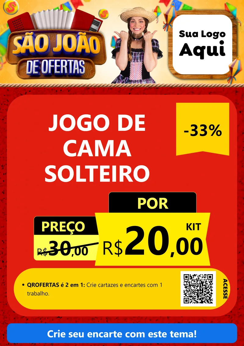 Modelo de Cartaz para Cartaz A4 Vertical com o tema São João de Ofertas para Cama, Mesa e Banho