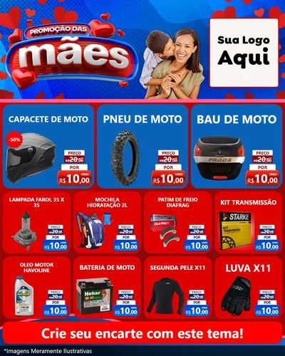 Modelo de Rede Social para Feed Instagram com o tema Promoção das Mães para Moto peças
