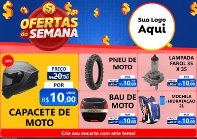 Modelo de Encarte para Encarte A4 Horizontal com o tema Ofertas Da Semana para Moto peças