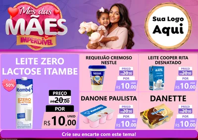 Modelo de Encarte para Encarte A4 Horizontal com o tema Mês das Mães Imperdível para Frios e Laticínios