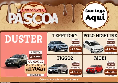 Modelo de Encarte para Encarte A4 Horizontal com o tema Ofertas de Páscoa para Concessionaria de Carros