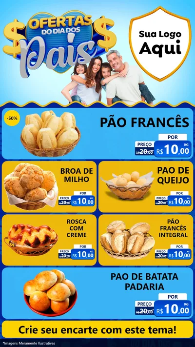 Modelo de TV para TV Vertical com o tema Ofertas do Dia dos Pais para Padaria