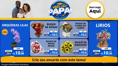 Modelo de TV para TV Horizontal com o tema Ofertas Imperdíveis Mês Do Papai para Floricultura e jardim