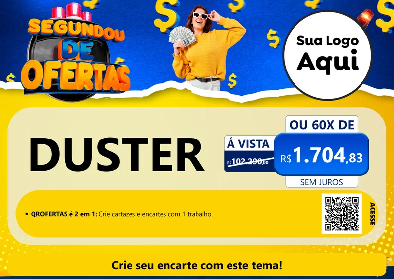 Modelo de Cartaz para Cartaz A4 Horizontal com o tema Segundou de Ofertas para Concessionaria de Carros