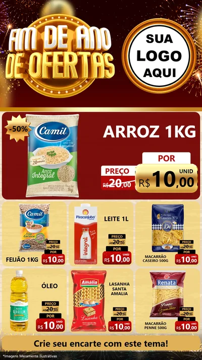 Modelo de Rede Social para Stories com o tema Fim de Ano de Ofertas para Supermercado