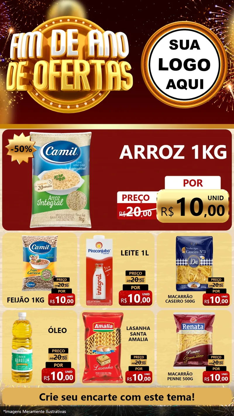 Modelo de Rede Social para Stories com o tema Fim de Ano de Ofertas para Supermercado