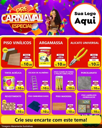 Modelo de Rede Social para Feed Instagram com o tema Pré-Carnaval Especial para Material para Construção