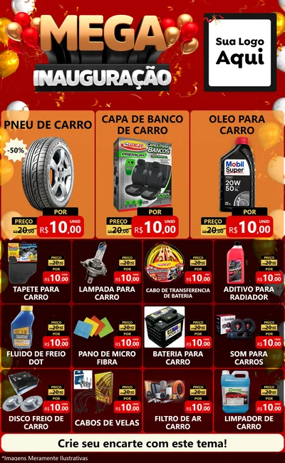Modelo de Encarte para Encarte Grande com o tema Mega Inauguração para Auto peças