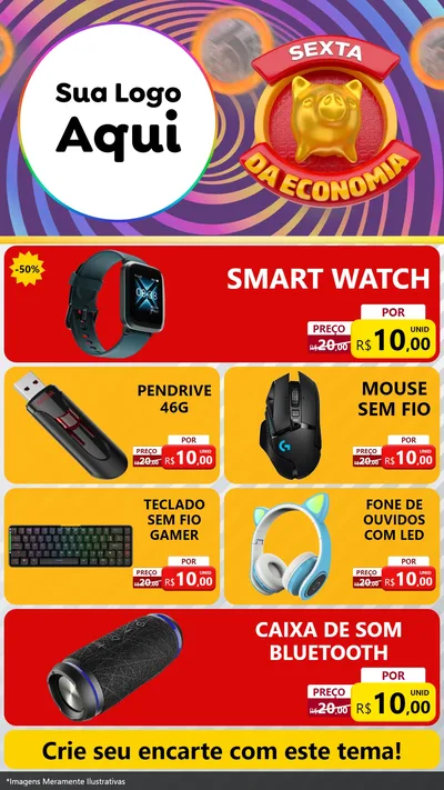 Modelo de TV para TV Vertical com o tema Sexta da Economia para Informática