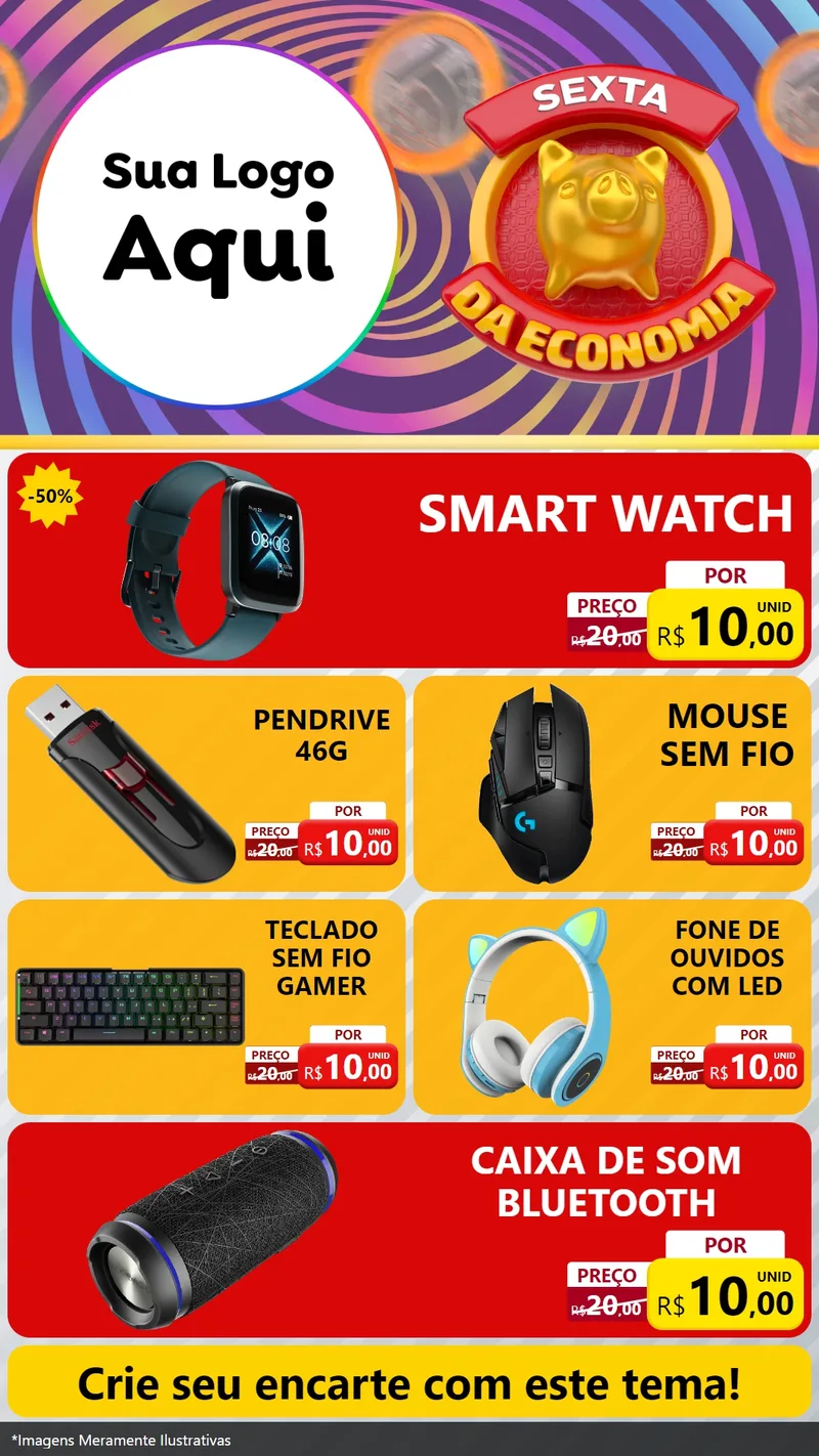 Modelo de TV para TV Vertical com o tema Sexta da Economia para Informática