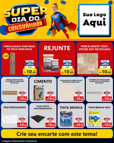 Modelo de Rede Social para Feed Instagram com o tema Super Dia do Consumidor para Pisos e revestimentos