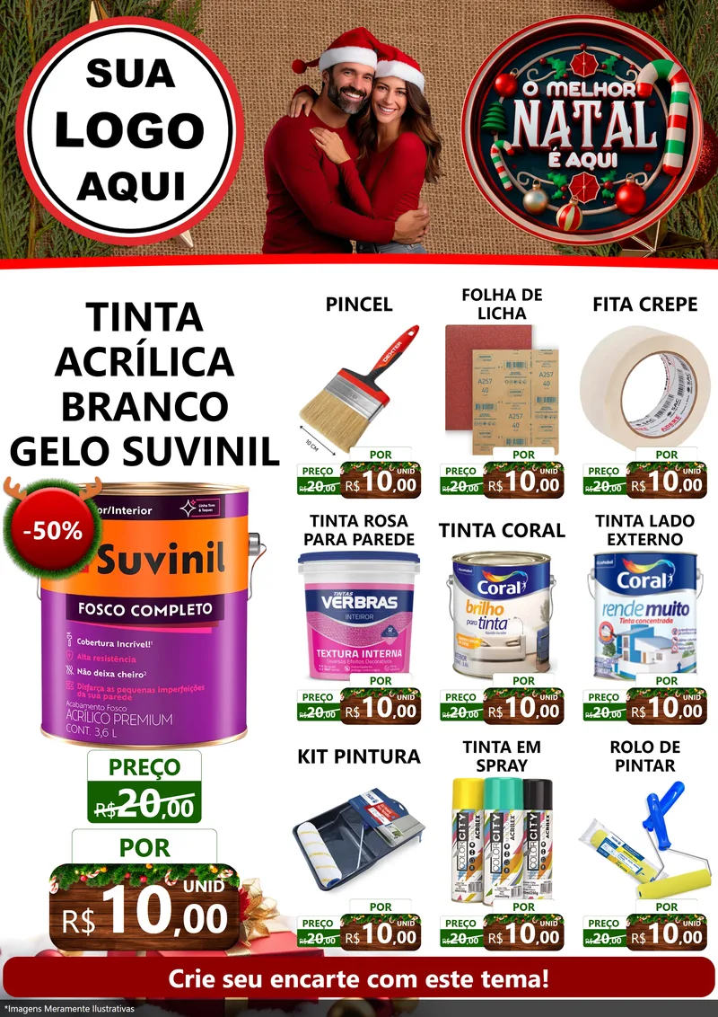 Modelo de Encarte para Encarte A4 Vertical com o tema O Melhor Natal É Aqui para Tintas e Ferramentas