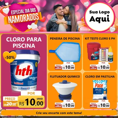 Modelo de Rede Social para Feed Facebook com o tema Especial Dia dos Namorados para Produtos para Piscina