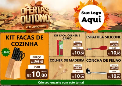 Modelo de Encarte para Encarte A4 Horizontal com o tema Ofertas de Outono - Vem, Aproveite! para Utilidades Domésticas