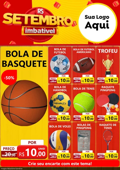 Modelo de Encarte para Encarte A4 Vertical com o tema Setembro Imbatível para Artigos Esportivos