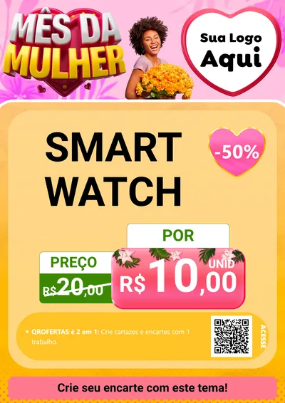 Modelo de Cartaz para Cartaz A4 Vertical com o tema Mês da Mulher para Informática