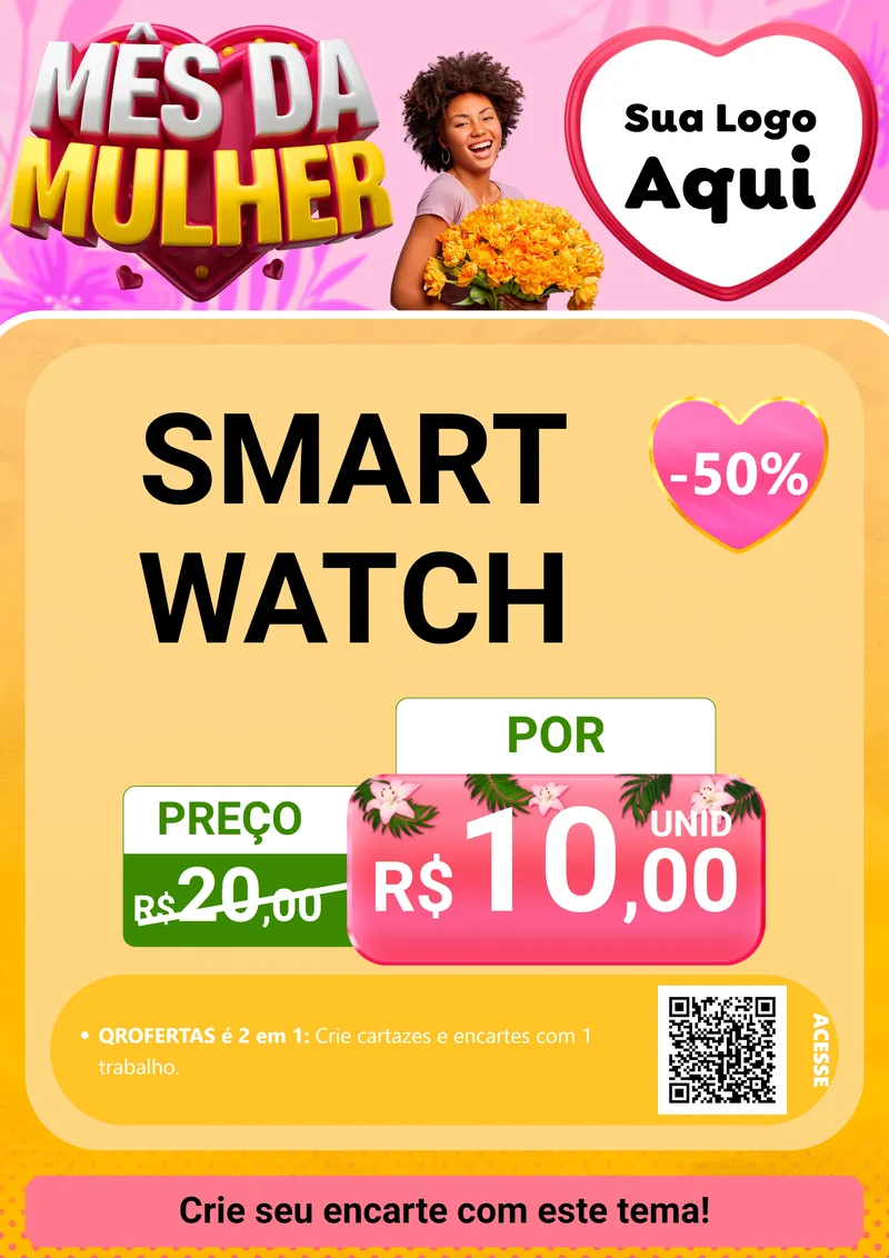Modelo de Cartaz para Cartaz A4 Vertical com o tema Mês da Mulher para Informática